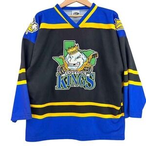 VTG OT Sports Lubbock Cotton Kings Hockey Blank Jersey CHL Texas USA Blue Black